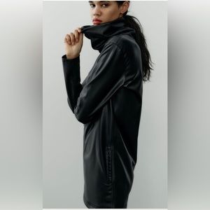 Zara black vegan leather mini dress